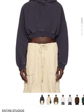 Entire Studios Men's Cropped Hoodie - Charcoal